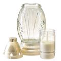 Grablicht Glas Vase Retro Grablaterne Klar Weiß Gold Ø11cm H26,5cm | Floristik24.ch