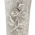Grabvase Grau Vase zum Stecken mit Rosen Motiv H26cm 2St | Floristik24.ch