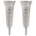 Grabvase Grau Vase zum Stecken mit Rosen Motiv H26cm 2St | Floristik24.ch