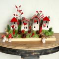Floristik24 Romantische Keramik-Häuser mit Herzmotiv – Rot & Naturtöne, 11cm – Liebevoll gestaltete Winterdeko – 3St