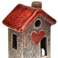 Romantische Keramik-Häuser mit Herzmotiv – Rot & Naturtöne, 11cm – Liebevoll gestaltete Winterdeko – 3St | Floristik24.ch