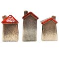 Romantische Keramik-Häuser mit Herzmotiv – Rot & Naturtöne, 11cm – Liebevoll gestaltete Winterdeko – 3St | Floristik24.ch