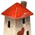 Liebevolle Keramik-Häuser – Herzdesign, Rot & Natur, 17.5 cm – Romantische Deko für zu Hause 2 St | Floristik24.ch