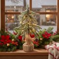 Künstlicher Tannenbaum mit LED 50 cm beschneit im Jutesack für Innen | Floristik24.ch
