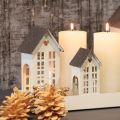Lichthaus Set Metall Grau drei Häuser mit Tablett 35 cm | Floristik24.ch