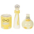Floristik24 Keramik Entenfiguren mit Brille in Gelb und Weiss, 25 cm, 3er-Set