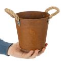 Metall-Kräutertopf mit Griffen, Rostdeko, Ø16,5cm, H15cm | Floristik24.ch