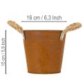 Metall-Kräutertopf mit Griffen, Rostdeko, Ø16,5cm, H15cm | Floristik24.ch
