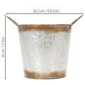 Pflanzgefäss aus Metall mit Henkeln, Ø18cm H20cm, Silber-Rostoptik | Floristik24.ch