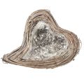 Floristik24 Pflanzherz Rattan Reben Natur Weiss 20x24x6cm