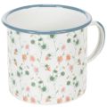 Floristik24 Pflanztasse Emaille Metall weiss mit Blumendekor Ø11cm