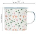 Pflanztasse Emaille Metall weiss mit Blumendekor Ø11cm | Floristik24.ch