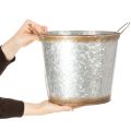 Pflanztopf aus Metall mit Griffen, Ø26cm H25,5cm, silbern mit Rostoptik | Floristik24.ch