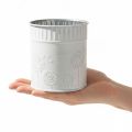 Metall-Übertopf mit Pusteblumen-Motiv Weiss Ø9,5cm H11cm | Floristik24.ch