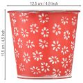 Blumentopf Metall Rot Weiss Geblümt Ø12,5cm H11,5cm | Floristik24.ch